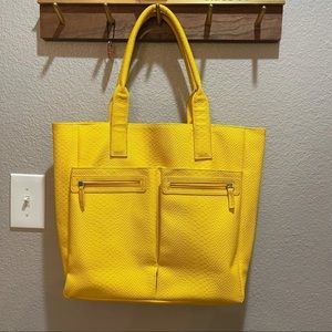 Neiman Marcus Faux Leather large Tote in Yellow